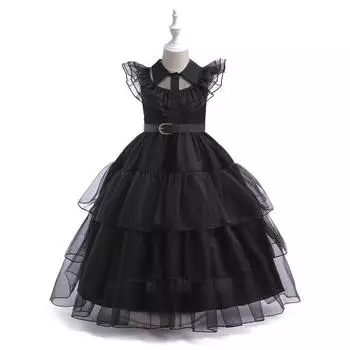 Длинное платье для девочек-подростков, детские платья подружки невесты для девочек, детское праздничное свадебное платье принцессы, платья для торжественных случаев 8, 6, 12, 10, 14 лет 110 чёрный