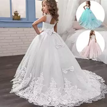 Длинное платье для девочек-подростков, детские платья для подружек невесты, детские платья для девочек, свадебное платье принцессы 170cm белый