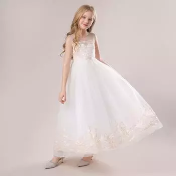 Длинное платье для младенцев, детская одежда, элегантное торжественное бальное платье для девочек, детское праздничное платье для выпускного вечера, фатиновое платье-пачка принцессы, От 4 до 14 лет 2-3Y белый