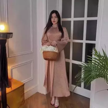 Длинное платье из нежного атласного принта с завязками S небесно-голубой