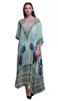 Длинное платье макси в африканском стиле Phagun Tribal, пляжные купальники, женские накидки 4X-5X арктический голубой