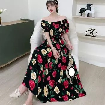 Длинное платье макси, женская летняя индийская одежда, богемная хлопковая льняная повседневная одежда с коротким рукавом и цветочным принтом в Корейском стиле S