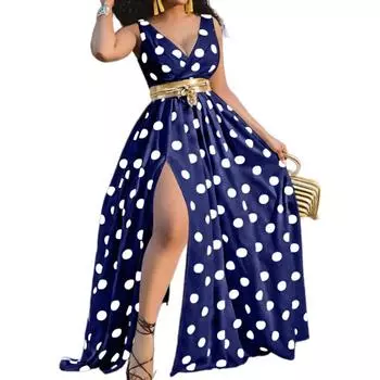 Длинное платье миди с принтом на талии и темпераментом, сексуальные платья с разрезом и еще одним поясом S белый