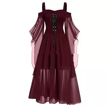 Длинное платье на подтяжках Хэллоуина «Ведьма» больших размеров с бретелями и свободное платье 5XL