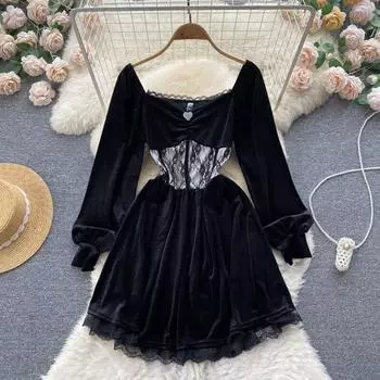 Длинное платье Pure Desire Wind с кружевной кромкой из двух частей, темпераментное тонкое платье с талией Senior Sense