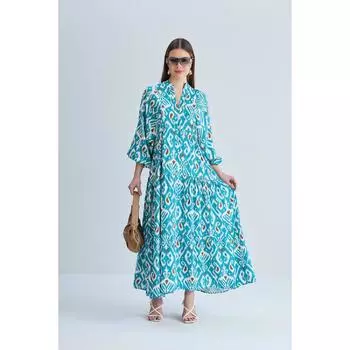 Длинное платье-рубашка в стиле хиджаб с узором