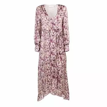 Длинное платье с размытым принтом и завязками hilane с v-образным вырезом и металлическими волокнами Женщина LA PETITE ETOILE