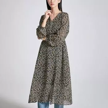 Длинное платье Spao Flower с V-образным вырезом Spowb49w03 T Beige/90