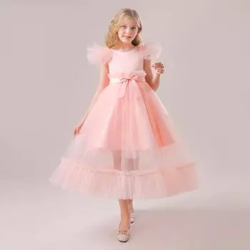 Длинное повседневное летнее платье, костюм для девочек-подростков, кружевная детская одежда, праздничная детская одежда принцессы с цветочным рисунком, праздничное платье на свадьбу 10–14 лет 120 белый