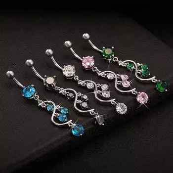 Длинное S-образное кольцо в форме цветка для пупка, модное женское кольцо для пупка