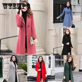 Длинное шерстяное пальто Феникса женское средней длины в корейском стиле осенне-зимнее тонкое шерстяное пальто XXXL