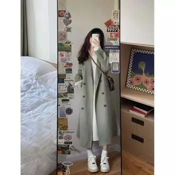 Длинное шерстяное пальто женское осень-зима 2024 года новое шерстяное пальто в стиле Хепберн маленькое корейское высококачественное взрывное S