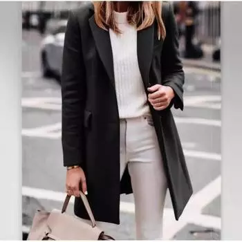 Длинное шерстяное женское пальто большого размера на осень и зиму S красный