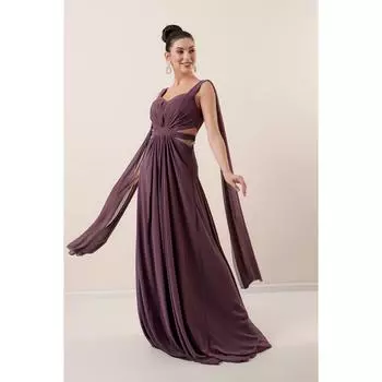 Длинное шифоновое платье без бретелек с шифоновой подкладкой