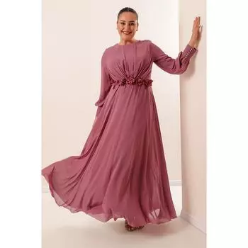 Длинное шифоновое платье с цветочным принтом и подкладкой на талии