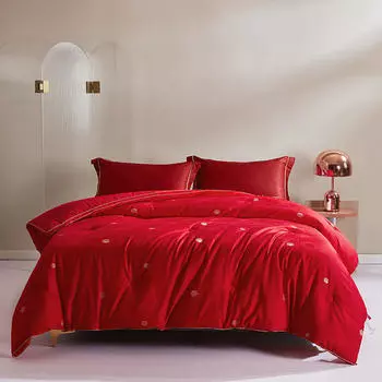 Длинное штапельное хлопковое атласное жаккардовое одеяло 80 с вышивкой, свадебное утолщенное зимнее одеяло, одеяло для свадебной комнаты, подарок, одеяло для молодоженов, сердцевина 200x230cm/7kg