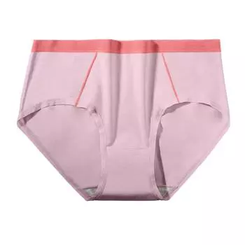 Длинное штапельное хлопковое нижнее белье для девочек, хлопковое нижнее белье со средней талией, антибактериальное нижнее белье, нижнее белье контрастного цвета, трусы высокой эластичности M красный