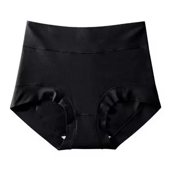 Длинное штапельное хлопковое женское нижнее белье с высокой талией, антибактериальное нижнее белье из тутового шелка, поднимающее ягодицы, большие брюки с плоским углом L чёрный