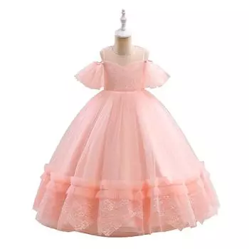 Длинное вечернее платье подружки невесты для девочек-подростков от 6 до 12 лет, детские платья для девочек, выпускное платье для причастия, кружевное платье для выпускного вечера 8Y розовый