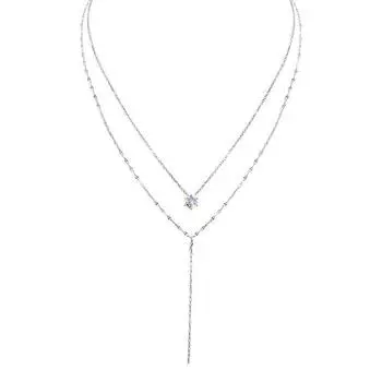 Длинное Y-образное блестящее ожерелье с кисточками для женщин, двухслойная сексуальная цепочка для ключицы, свадебные украшения 1PC