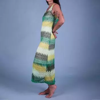 Длинное зелено-желтое платье крючком женщина SCARLET ROOS S зелёный