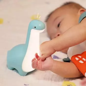 Длинношейный светильник в виде динозавра с зарядкой через USB, мягкий свет с подсветкой для сна, детский светодиодный ночник с рисунком из мультфильма для кормления синий