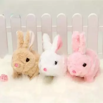 Длинношерстный кролик, электрическая плюшевая игрушка, мягкая плюшевая имитация, маленькая кукла-зверушка, батарейный интерактивный любимый подарок для детей розовый
