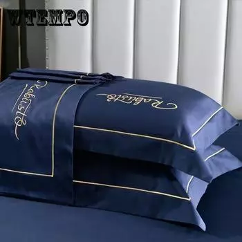Длинноштапельная хлопковая наволочка с вышивкой, пара хлопковых наволочек 48*74см