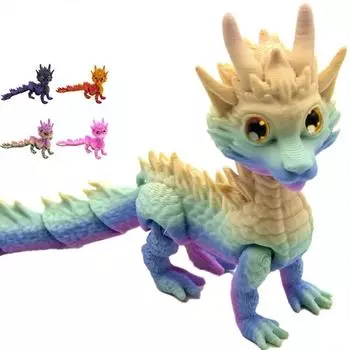 Длинноволосый 3D-принтерский дракон с подвижными суставами, фигурка дракона, модель игрушки для рабочего стола, украшение Macarons