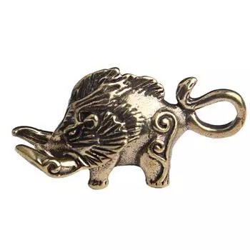 Длиннозубый дикий кабан, медные декоративные фигурки, животное, свинья, монстры, металлическая мини-фигурка, кулон-талисман знака зодиака свиньи, украшения