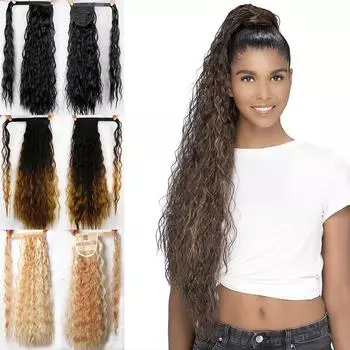 Длинные афро вьющиеся синтетические шнурки с хвостиком, женские наращивание волос, термостойкие