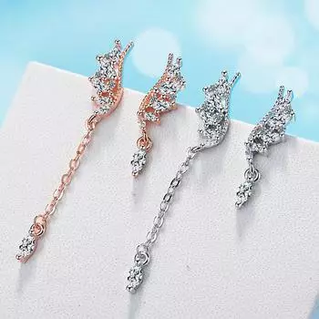 Длинные асимметричные циркониевые сверкающие темпераментные простые женские серьги аксессуары для вечеринок модные ювелирные изделия розового золота