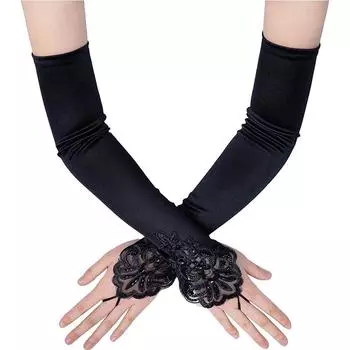 Длинные атласные перчатки для оперной вечеринки 20-х годов, эластичные, для взрослых, длиной до локтя