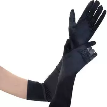 Длинные атласные перчатки до локтя, элегантные черные, белые, шелковистые перчатки в винтажном стиле для вечеринок, выпускного вечера, свадьбы, декора, рукава для женщин One Size чёрный