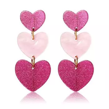 Длинные большие розовые серьги-подвески в форме сердца, длинные серьги для женщин, акриловые корейские украшения