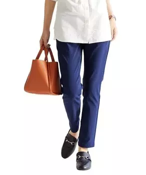 Длинные большие супер эластичные узкие брюки из смеси вискозы темно-синие 3L [Nissen] брюки, размер, (Свободные бедра) (Длина внутреннего шва 68см), тёмно-синий