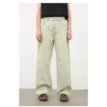 Длинные брюки грязно-желтые сплайсированные джинсы мужские уличные свободные прямые универсальные брюки прямые свободные джинсы для мужчин модные и удобные S синий