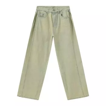 Длинные брюки грязно-желтые сплайсированные джинсы мужские уличные свободные прямые универсальные брюки прямые свободные джинсы для мужчин модные и удобные S синий