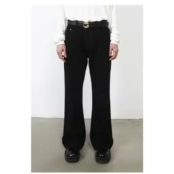 Длинные брюки из винтажного микроклеш из денима, мужские свободные потертые прямые брюки, прямые свободные джинсы для мужчин, модные и удобные XS чёрный