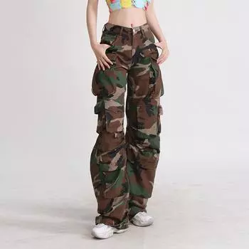Длинные брюки-карго High Street Yabi Camouflage, весенние ретро-большие карманы, свободные трендовые брюки-карго S камуфляжный