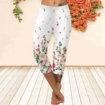 Длинные брюки, летние короткие леггинсы, короткие узкие брюки, леггинсы больших размеров. Женские облегающие брюки с 3D цветочным принтом.