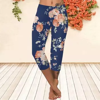 Длинные брюки, летние короткие леггинсы, короткие узкие брюки, леггинсы больших размеров. Женские облегающие длинные брюки с 3D цветочным принтом XS чёрный