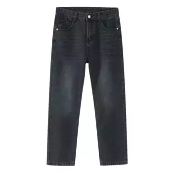 Длинные брюки многоцветные повседневные свободные выстиранные прямые джинсы Nine-minute прямые свободные джинсы для мужчин модные и удобные брюки S темно-синий