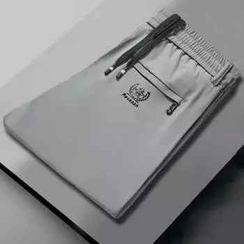 Длинные брюки, популярные эластичные темпераментные мужские брюки, корейский стиль, брюки на шнуровке, мужские брюки для работы 4XL светло-серый