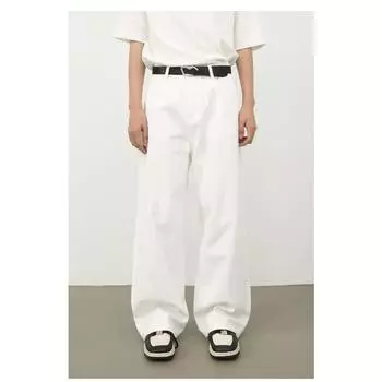 Длинные брюки пятицветные ретро полуэластичный пояс свободные прямые джинсы мужские прямые свободные джинсы для мужчин модные и удобные брюки S белый