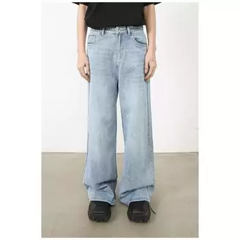 Длинные брюки разноцветные вставки свободные прямые джинсы мужские брюки прямые свободные джинсы для мужчин модные и удобные брюки S черный серый