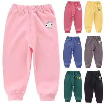 Длинные брюки с мультяшным принтом унисекс для мальчиков и девочек, детские повседневные свободные шаровары 100 розовый