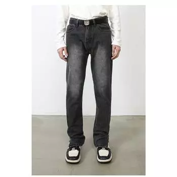 Длинные брюки с застежкой-молнией на штанине, мужские облегающие брюки-чиносы, простые и универсальные брюки, прямые свободные джинсы для мужчин, модные и удобные брюки S черный серый