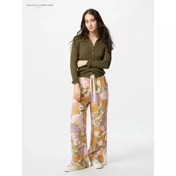 Длинные брюки Uniqlo Japan Rayon Print 10 PINK/S