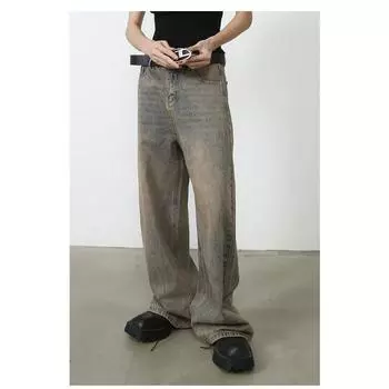 Длинные брюки Винтажные джинсы Мужские свободные брюки Драпированные широкие брюки до пола Прямые свободные джинсы для мужчин Модные и удобные брюки S